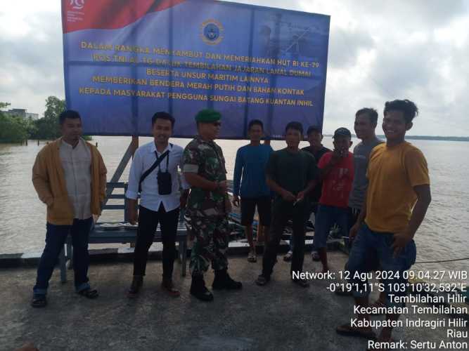 sambut HUT RI Ke -79, Babinsa Tembilahan Hilir Hadiri Giat Baksos di Pangkalan Pos AL Tanjung Datuk