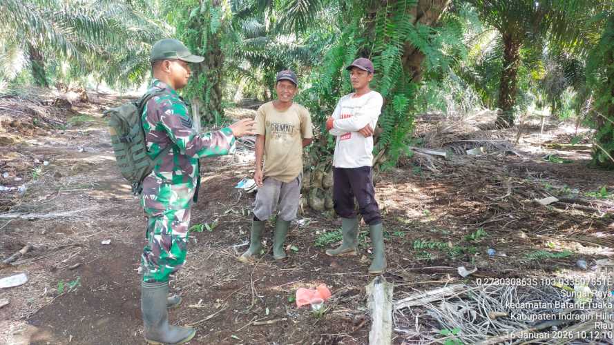 Babinsa Sungai Raya Antisipasi Dampak Perubahan Iklim Lewat Patroli dan Sosialisasi Karhutla