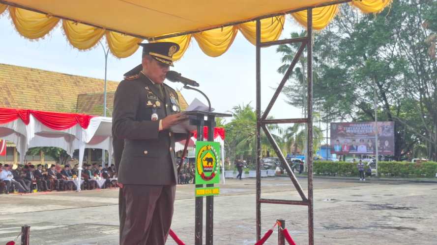 Upacara Peringatan HUT TNI Ke -79 di Inhil Angkat Tema TNI moderen bersama rakyat siap mengawal sukses kepemimpinan nasional untuk Indonesia maju