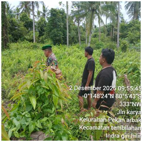 Babinsa Pekanarba Lakukan Pemantauan Awal Terhadap Potensi Titik Rawan Bencana  Banjir.