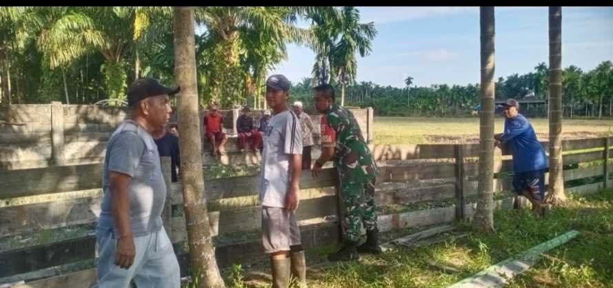 Menjelang Idul Qurban,Babinsa Bersama Warga Membangun Tempat Pemotongan Hewan