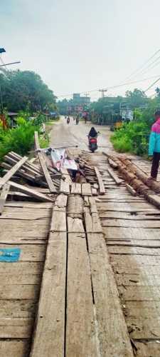 Jembatan Kayu Parit Landang KBS Kembali Jebol, Diduga  Material Jembatan Asal asalan