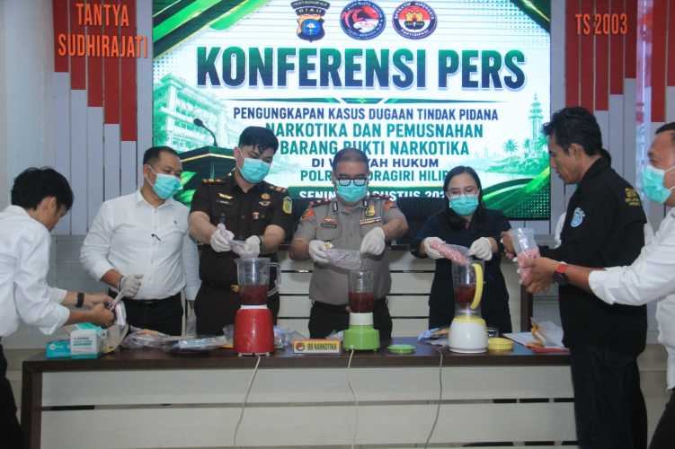 Polres Inhil Ungkap Lima Kasus Narkotika, Musnahkan 337,85 Gram Sabu dan 5.707 Butir Ekstasi