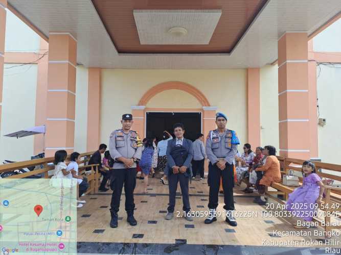 Dalam rangka Hari Paskah,  Polsek Bangko Lakukan Pengamanan Gereja dan Patroli