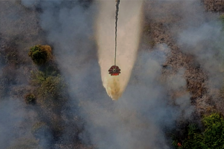 Perangi Api, 3,19 Juta Liter Air Ditumpahkan Helikopter Water Bombing di Lokasi Karhutla