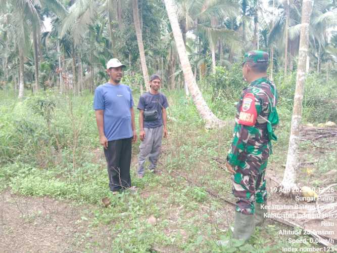 Babinsa Koramil 12/Batang Tuaka Gencar Sosialisasi dan Patroli Karhutla di Tanjung Siantar
