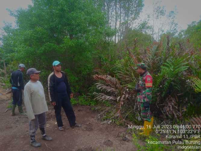 Babinsa Koramil 11/Pulau Burung  Laksanakan Kegiatan Patroli Karhutla Di wilayah Desa Binaan