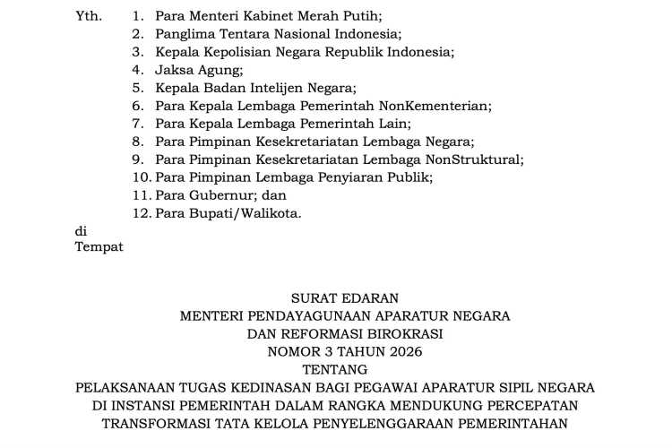 Menteri PANRB Terbitkan Ketentuan Transformasi Budaya Kerja ASN