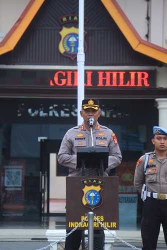 Perdana Pimpin Apel Pagi, Kapolres Inhil AKBP Donny Eko Listianto, S.H., S.I.K., M.H., Tekankan Disiplin, Profesionalisme, dan Pelayanan 110