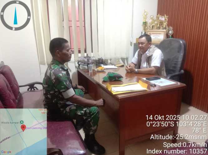 Danposramil Tembilahan Hulu Laksanakan Pendampingan SDM dan Silaturahmi dengan Kepala Desa Pulau Palas
