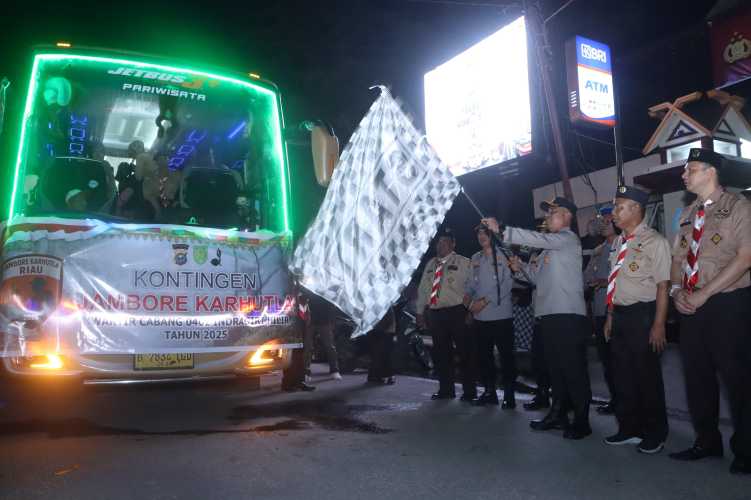 AKBP Farouk Lepas Kontingen Inhil Jambore Karhutla Provinsi Riau