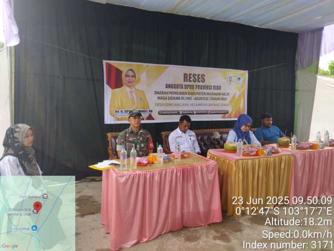 Babinsa Koramil 12/Batang Tuaka Hadiri  Reses Anggota DPRD Provinsi Riau di Desa Gemilang Jaya dan Kelurahan Sungai Piring