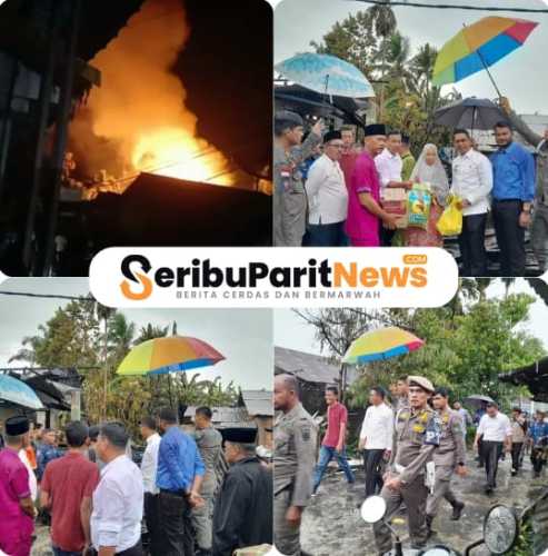 Wakil Bupati Rokan Hilir Jhony Charles Tinjau Langsung Lokasi Kebakaran Rumah Di Jalan BKIA Dan Salurkan Bantuan