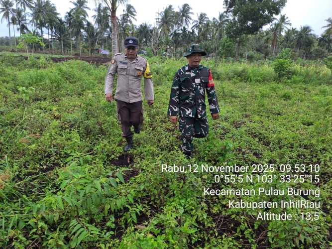 Babinsa Koramil 11/Pulau Burung Laksanakan Patroli Lintas Batas Awasi Titik Api di Teluk Nibung
