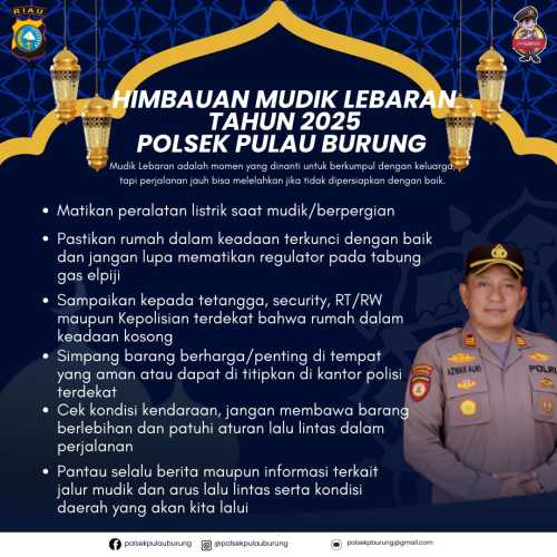 Jelang Raya Idul Fitri, Ini Himbauan Polsek Pulau Burung untuk Pemudik