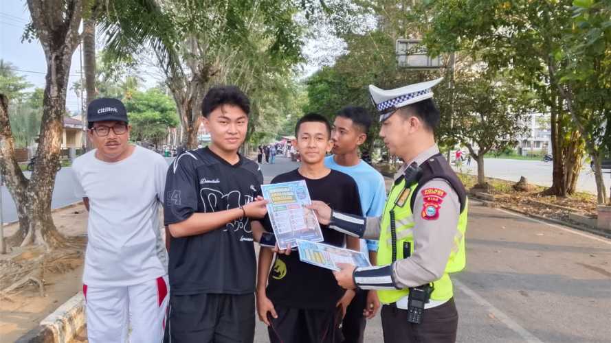 Polantas Karib Hadir di Car Free Day, Satlantas Polres Inhil Kampanyekan Keselamatan Berlalu Lintas
