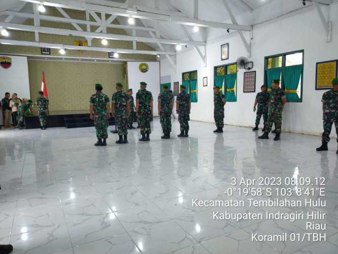 Seluruh Babinsa Koramil 01/Tembilahan Ikuti Upacara Kenaikan Pangkat