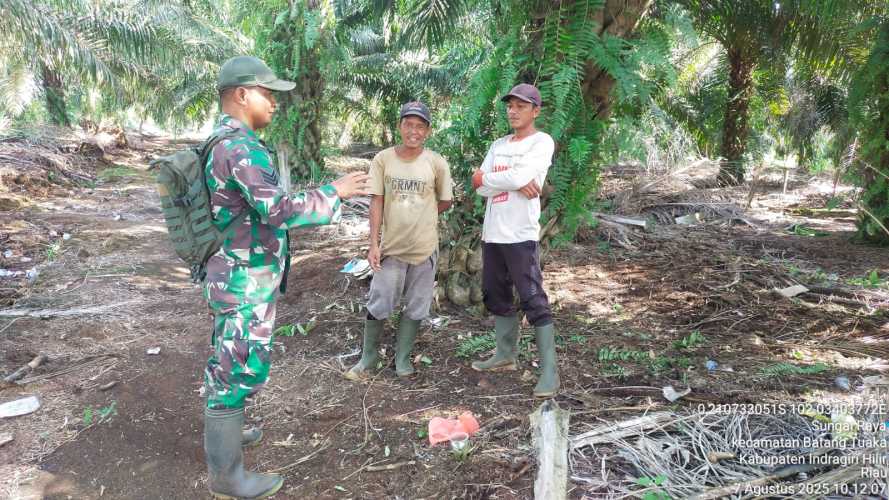 Babinsa Koramil 12/Batang Tuaka Berhasil Cegah Karhutla di Wilayah Desa Sungai Raya