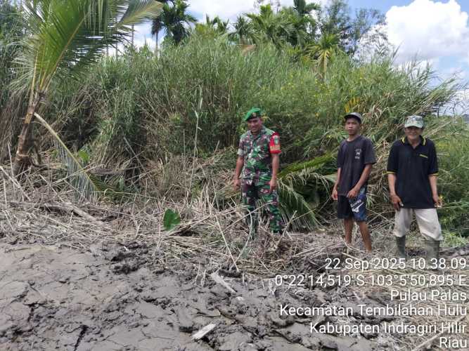 Babinsa Koramil 01/Tbh Gelar Patroli Tapal Batas di Desa Pulau Palas
