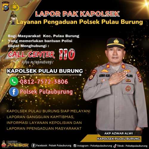 Polsek Pulau Burung Buka Layanan 24 Jam, Lapor Gangguan Kamtibmas Sekarang Juga
