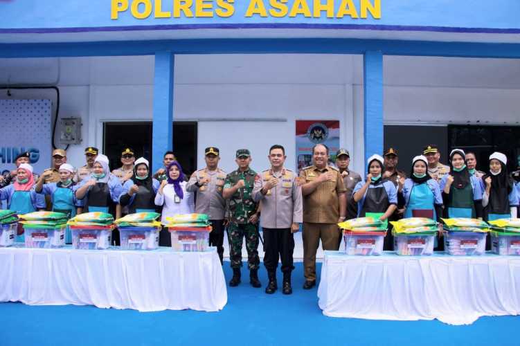 Dandim 0208/Asahan Bersama Forkopimda Sambut Kapoldasu pada Launching Satuan Pelayanan Pemenuhan Gizi di Polres Asahan