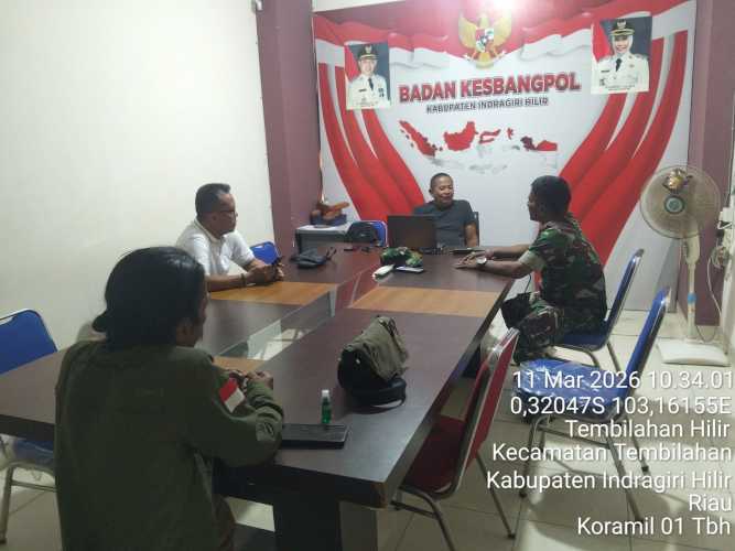 Danposramil 01/Tembilahan Laksanakan Safari Komsos ke Kesbangpol Inhil