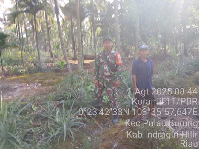 Patroli Karhutlah Koramil 11/Pulau Burung ,Sinergi Babinsa dan Masyarakat Cegah Kebakaran Lahan