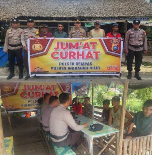 Kapolsek Kempas Gelar Jumat Curhat di Desa Rumbai Jaya Jelang Bulan Ramadhan 1446 H.