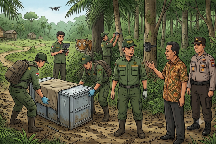 Terpantau Camera Trap, BBKSDA Pasang Kandang Jebakan Harimau di Inhil