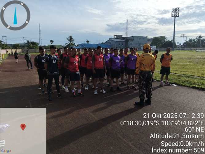 Personel Koramil 01/Tembilahan Laksanakan Garjas Periodik di Stadion Sungai Beringin