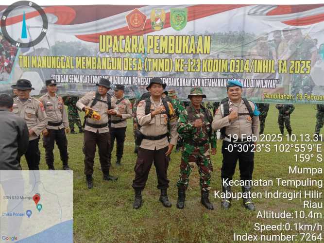 Personil Koramil 01/Tenbilahan Ikuti Upacara Pembukaan TMMD ke -123