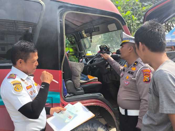 Hadapi Long Weekend, Satlantas Polres Inhi Gelar Rhamcheck Angkutan Orang dan Barang