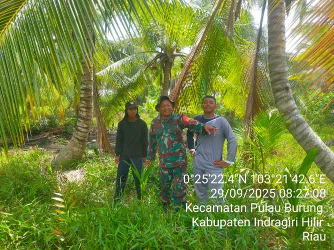 Babinsa Koramil 11/Pulau Burung Gelar Patroli Tapal Batas di Desa Sri Danai Jaya