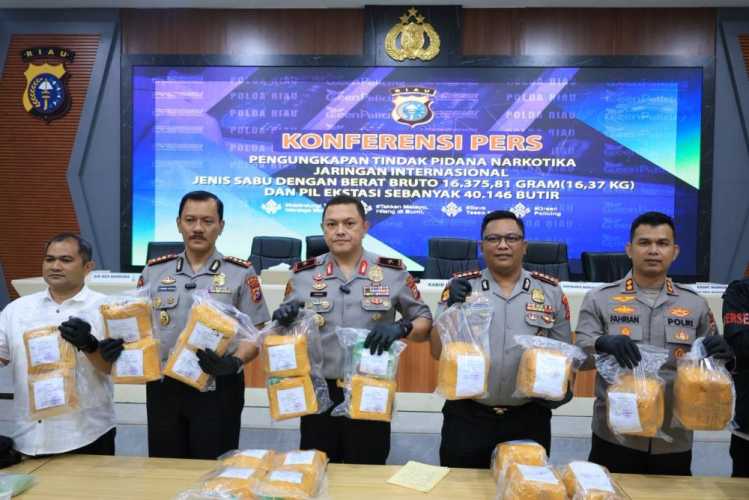 Tangkapan Besar di Bengkalis: 15 Kilogram Sabu dan Puluhan Ribu Pil Ekstasi Disita