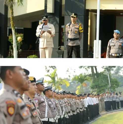 Bupati Bersama Kapolres Kuansing Pimpin Apel Gelar Pasukan Operasi Ketupat Lancang Kuning 2026