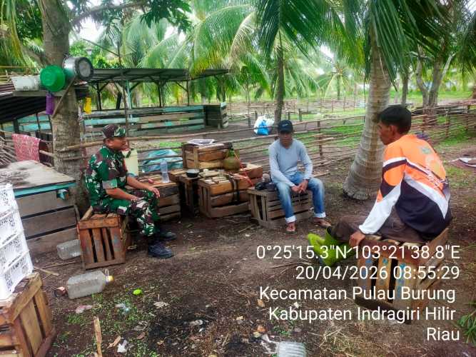Jaga Udara Bersih, Babinsa Koramil 11/Pulau Burung dampingi Warga Olah Limbah Perkebunan Tanpa Api