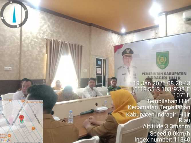 Peltu Jaharazam mewakili Dandim 0314/Inhil mengikuti pemaparan Sekjen Kemendagri RI secara daring