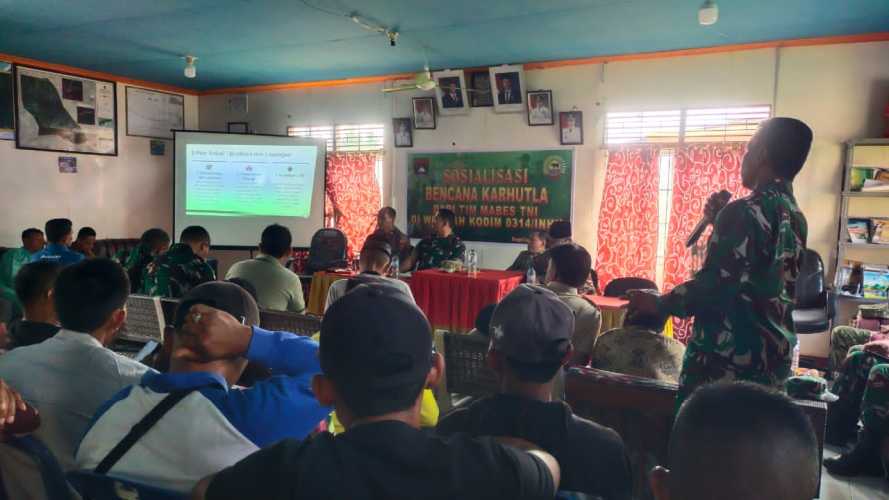 Koramil 12/Batang Tuaka Dukung Penuh Sosialisasi Pencegahan Karhutla Bersama Tim Mabes TNI di Desa Sungai Luar