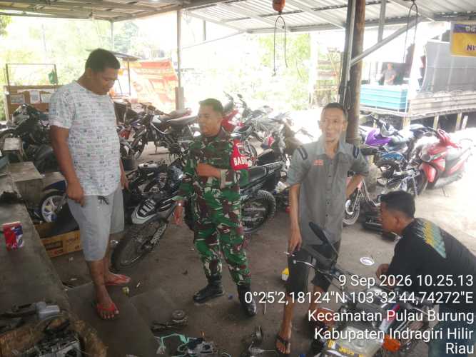 Babinsa Koramil 11/Pulau Burung Intensif Awasi Penggunaan Knalpot Brong Guna Ciptakan Ketertiban Umum