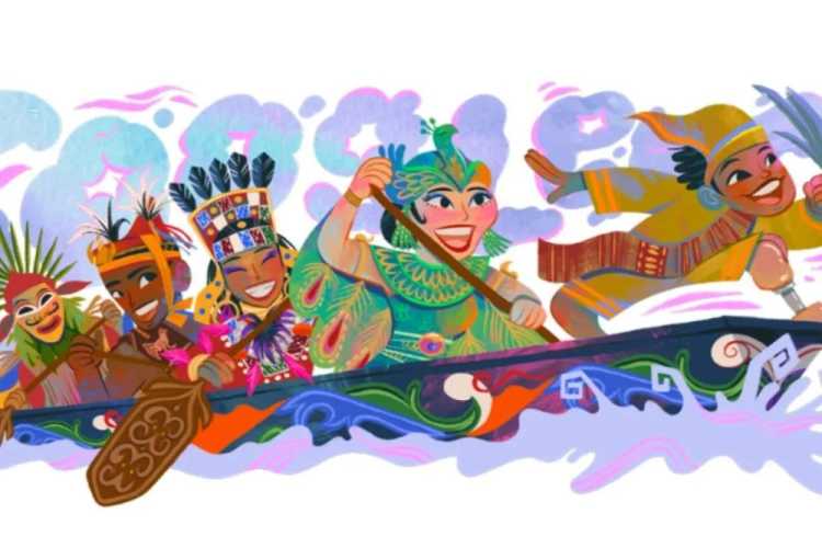 Google Doodle Rayakan HUT ke-80 RI dengan Pacu Jalur Riau