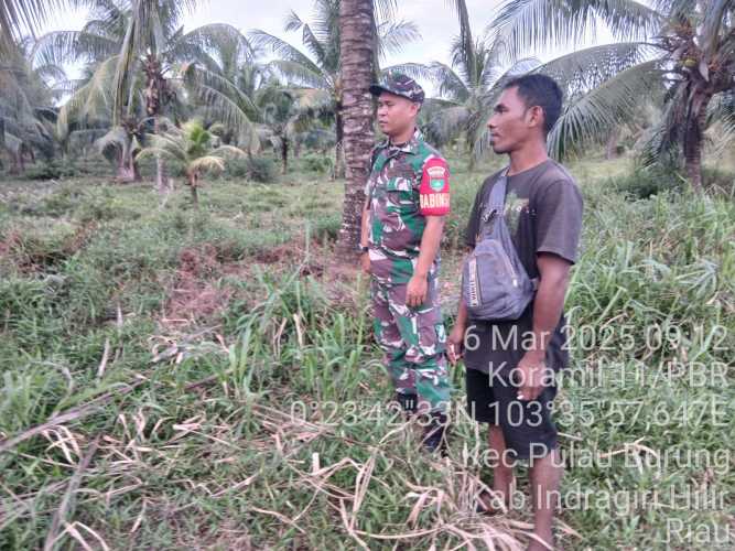 Babinsa Koramil 11/Pulau Burung Laksanakan Patroli Militer Antisipasi Karhutla
