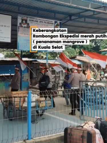 Pelindo Regional 1 Tembilahan Fasilitasi Keberangkatan Ekspedisi Merah Putih Polres Inhil untuk Penanaman Mangrove