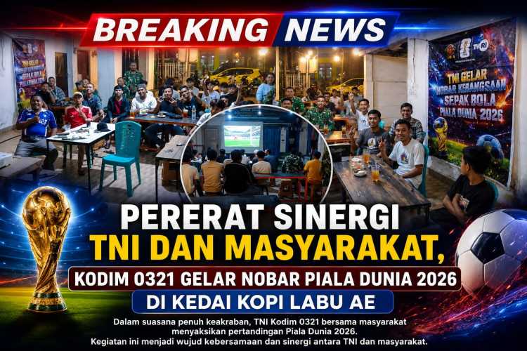 Pererat Sinergi TNI dan Masyarakat, Kodim 0321 Gelar Nobar Piala Dunia 2026 di Kedai Kopi LABU AE