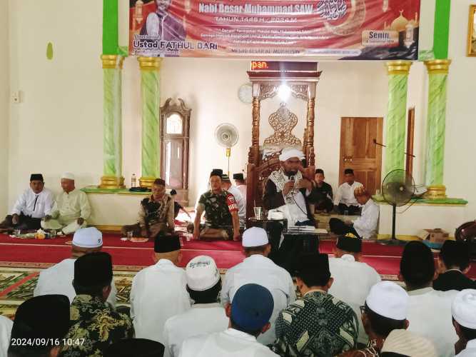 Babinsa Sungai Piring Dukung Syiar Agama Islam Lewat Maulid Nabi Muhammad Saw