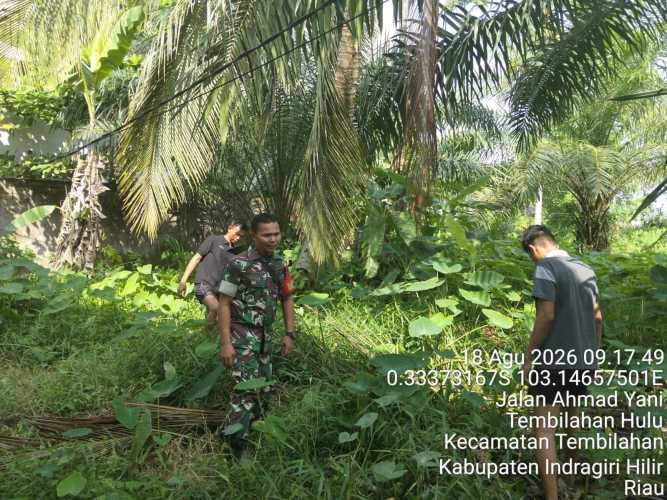 Babinsa Koramil 01/Tembilahan Laksanakan Patroli Terpadu Cegah Karhutla di Wilayah Tembilahan Hulu