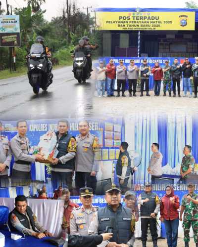 Menggunakan Kendaraan Roda Dua, Kapolres Inhil dan PJU Cek Pos Terpadu Pelayanan Kecamatan Kemuning Perbatasan Riau–Jambi (Lintas Timur)