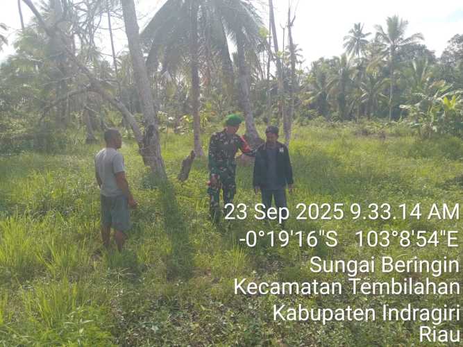 Babinsa Koramil 01/Tbh Laksanakan Sosialisasi dan Patroli Tapal Batas di Sungai Bringin