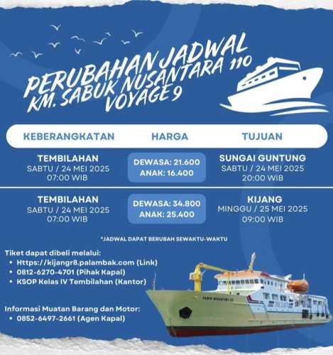KM. Sabuk Nusantara 110 Ubah Jadwal Pelayaran, Simak Rute dan Tarif Terbaru