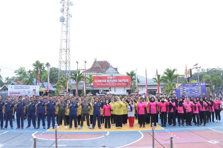 TNI-Polri Inhil Olahraga Bersama Serangkaian Hari Bhayangkara ke 78