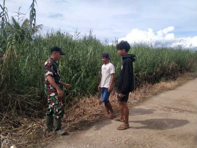 Babinsa Sialang Panjang Aktif Jaga Wilayah, Serka Masri Pimpin Patroli Tapal Batas Bersama Masyarakat